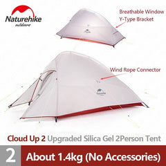 1 2 3 Persons Camping Tent Outdoor 20D Silicone