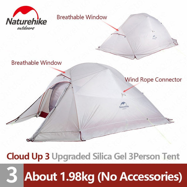 1 2 3 Persons Camping Tent Outdoor 20D Silicone