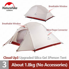 1 2 3 Persons Camping Tent Outdoor 20D Silicone