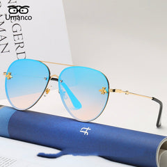 Umanco Retro Gold Frame Bee Sunglasses Women Men Vintage Fashion