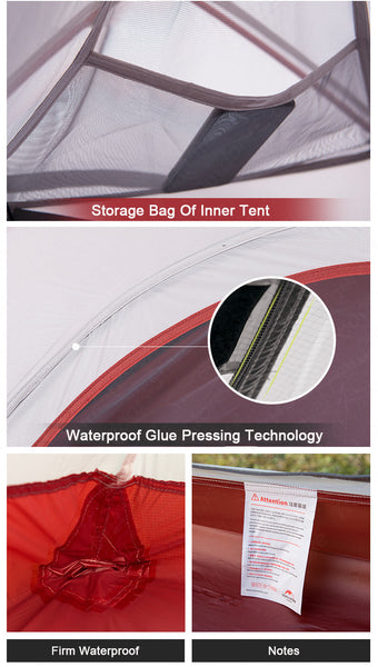 1 2 3 Persons Camping Tent Outdoor 20D Silicone