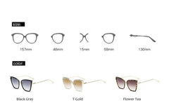 Alloy Cat Eye Sunglasses Women  Gradient Lens Sun Glasses