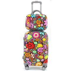 butterfly printed cabin case with pouch