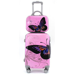 butterfly printed cabin case with pouch