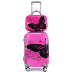 butterfly printed cabin case with pouch