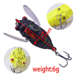 1PCS Cicada 5.8g 4.5cm Perch Insect Lure Bait Fishing Lure Treble