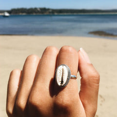 Tocona Bohemian Antique Silver Shell Ring