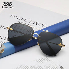 Umanco Retro Gold Frame Bee Sunglasses Women Men Vintage Fashion