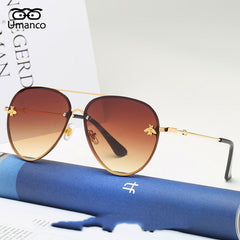 Umanco Retro Gold Frame Bee Sunglasses Women Men Vintage Fashion