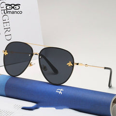 Umanco Retro Gold Frame Bee Sunglasses Women Men Vintage Fashion