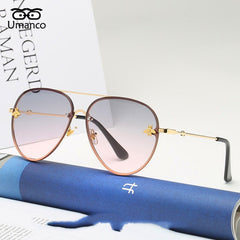 Umanco Retro Gold Frame Bee Sunglasses Women Men Vintage Fashion