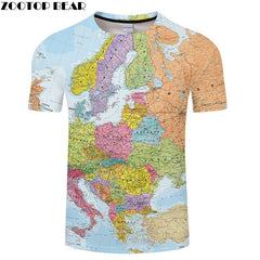 Ocean World Map 3D Print t shirt Travel