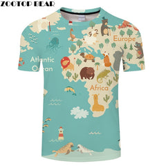 Ocean World Map 3D Print t shirt Travel