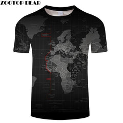 Ocean World Map 3D Print t shirt Travel