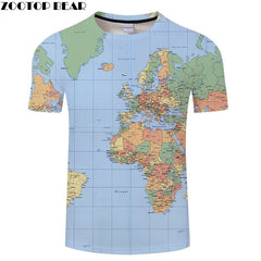 Ocean World Map 3D Print t shirt Travel