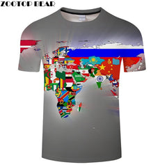 Ocean World Map 3D Print t shirt Travel